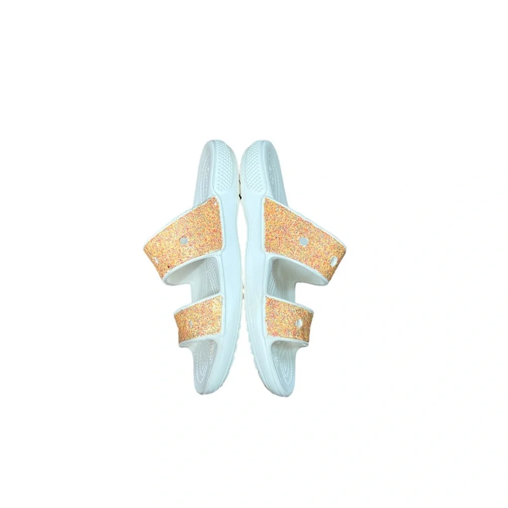 Crocs Classic Women’s Sandals Orange‎ Sorbet Glitter Slides Comfort Sandals Sz 6